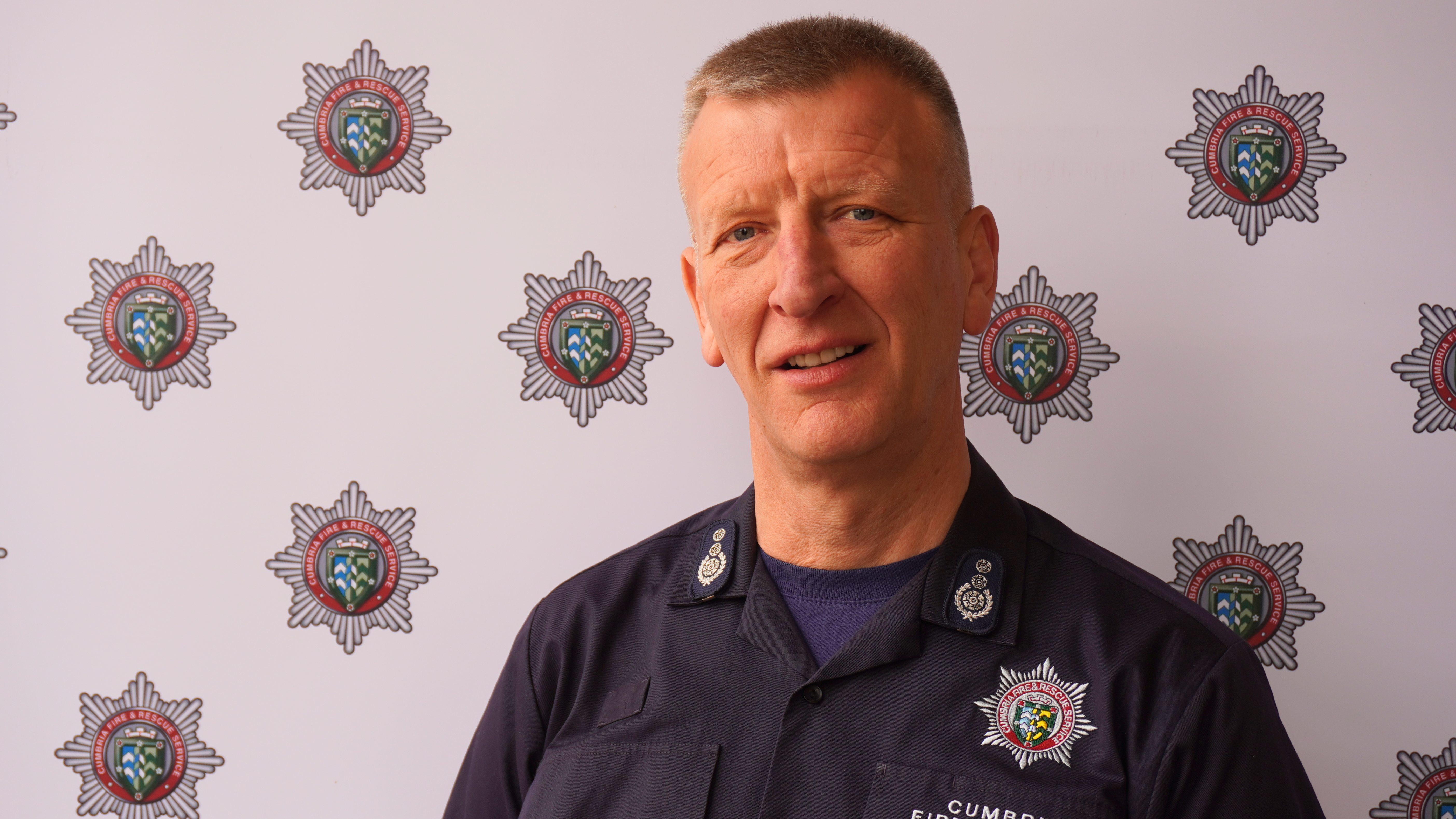 A portrait of a male firefighter
