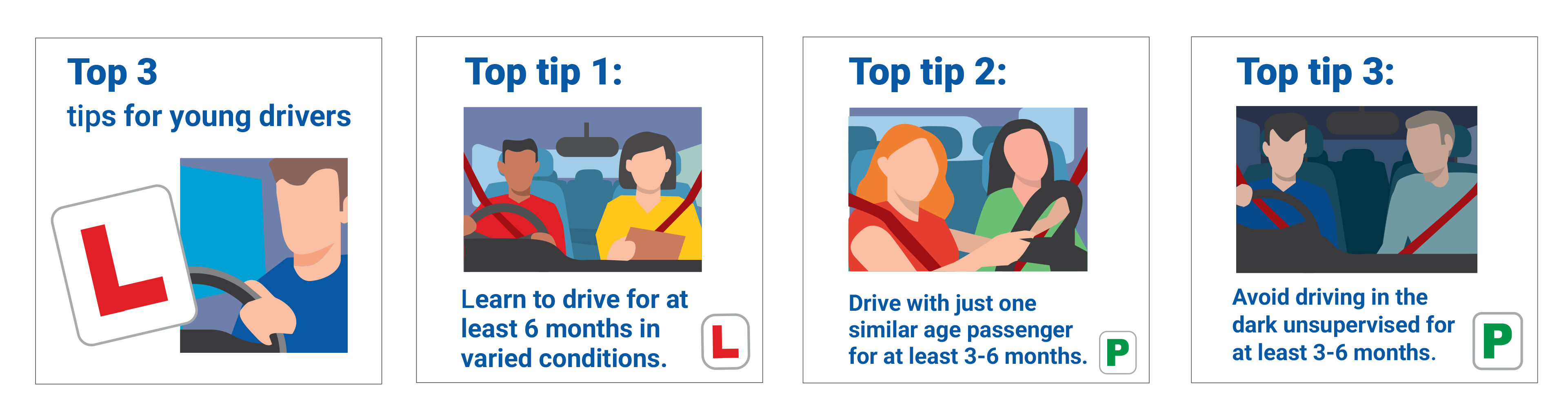 An image sharing three top tips for young drivers