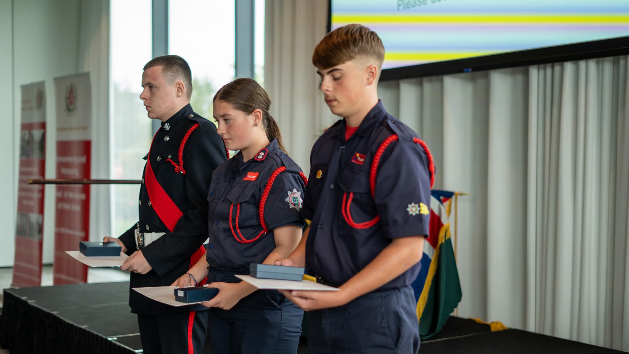 Fire Cadets take part in a ceremony honouring fallen firefighters