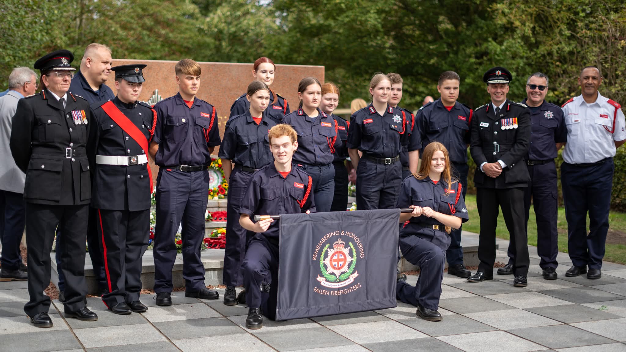 Fire Cadets take part in a ceremony honouring fallen firefighters