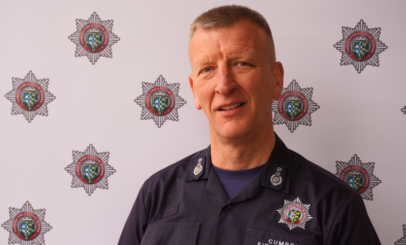 A portrait of a male firefighter