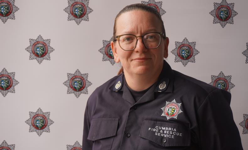 A portrait of a female firefighter