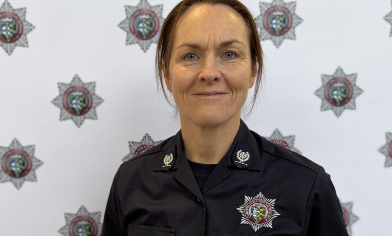 A portrait of a female firefighter