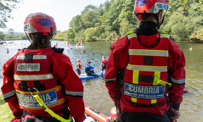 Firefighters carrying out water safety engagement with the public