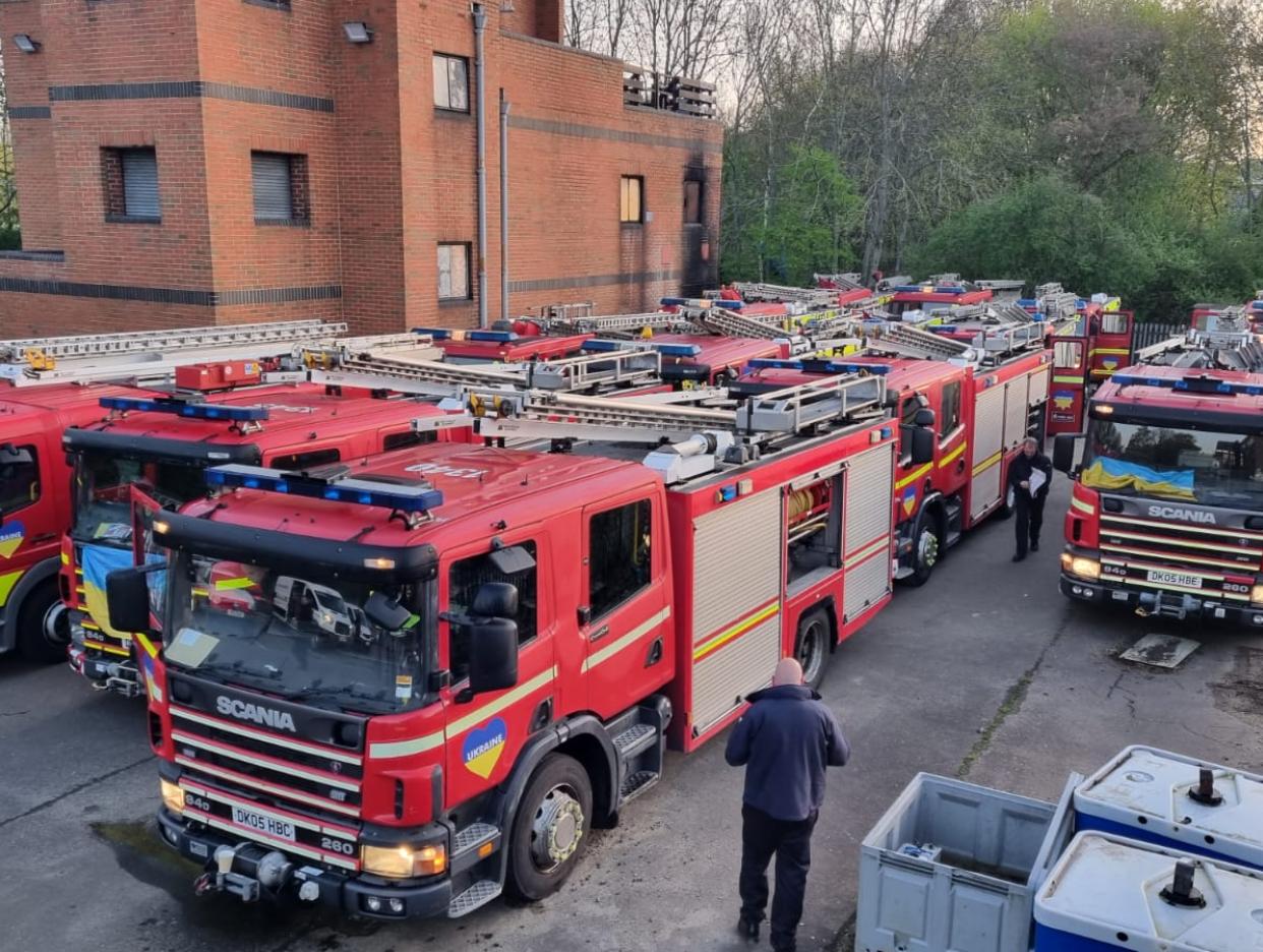 Fire and rescue service vehicles parked up