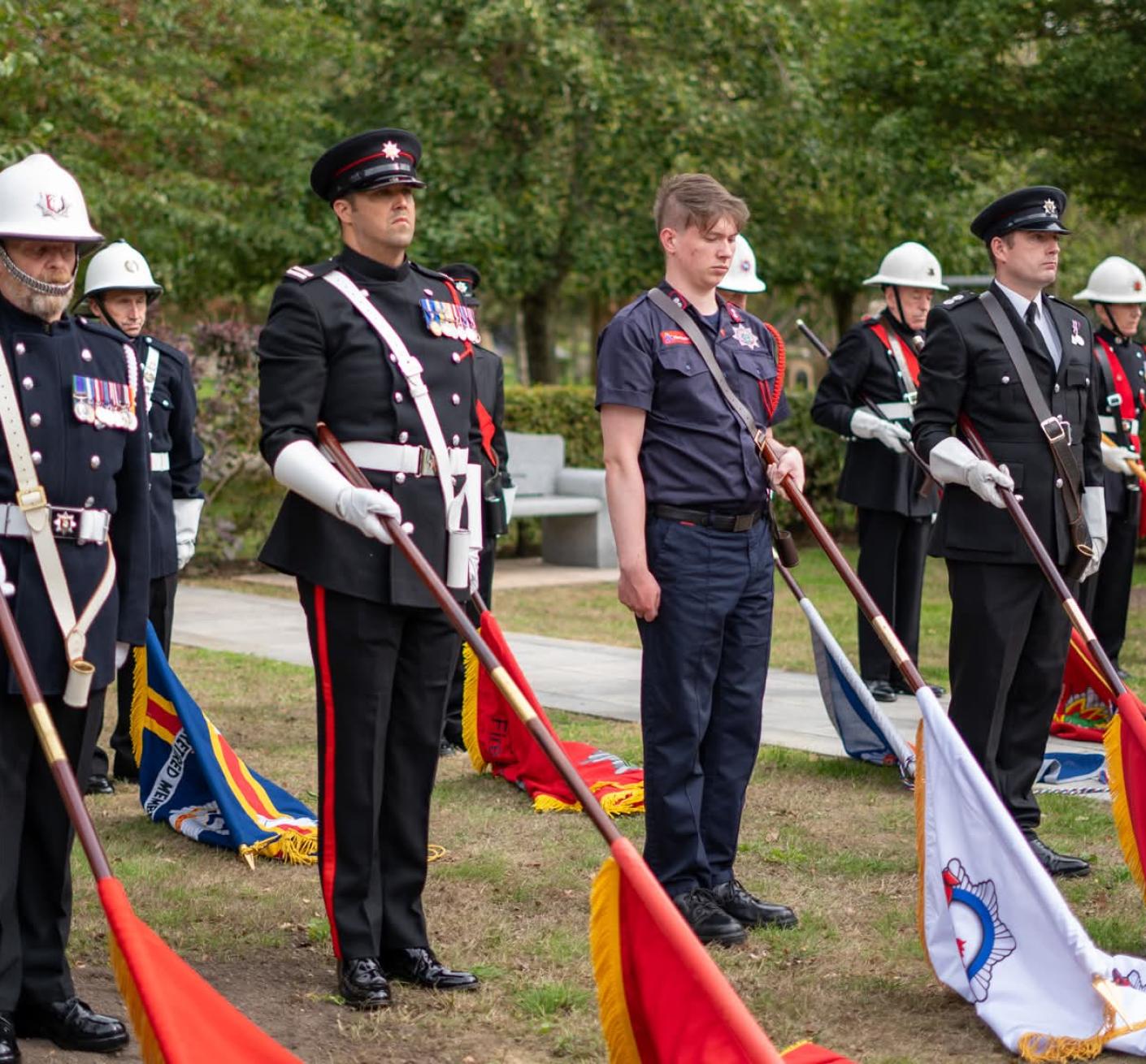 Fire Cadets take part in a ceremony honouring fallen firefighters