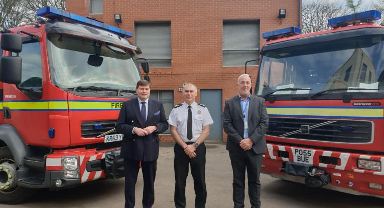 L-R: Police, Fire & Crime Commissioner Peter McCall, Chief Fire Officer John Beard, Deputy Police, Fire & Crime Commissioner Mike Johnston